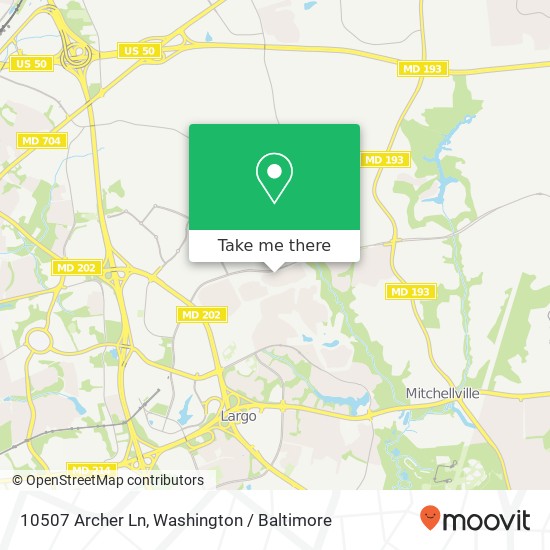 Mapa de 10507 Archer Ln, Bowie, MD 20721