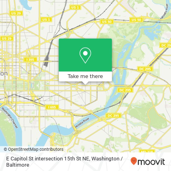 Mapa de E Capitol St intersection 15th St NE, Washington, DC 20002