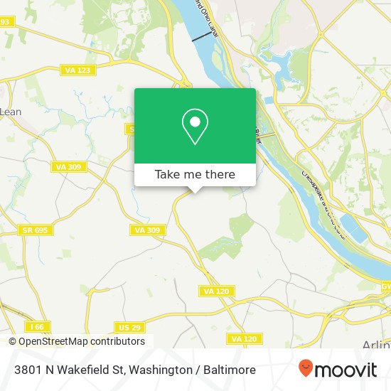 Mapa de 3801 N Wakefield St, Arlington, VA 22207