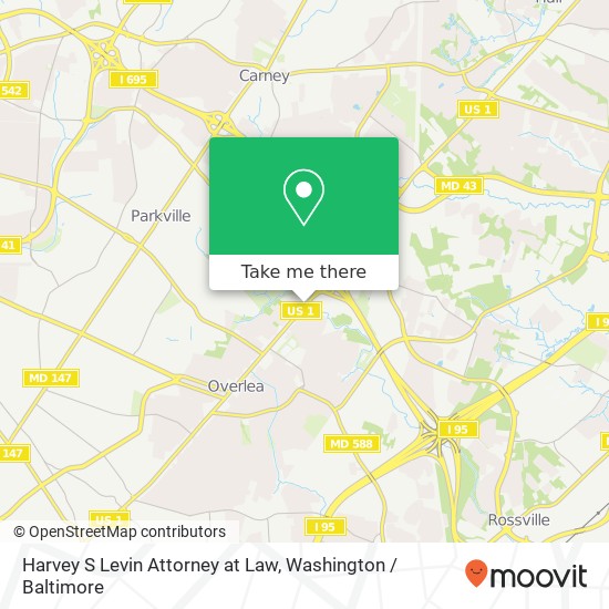 Mapa de Harvey S Levin Attorney at Law, 7690 Belair Rd