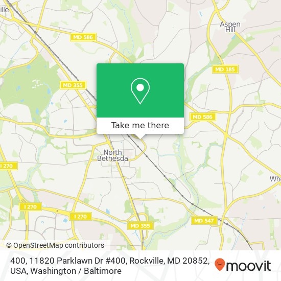 400, 11820 Parklawn Dr #400, Rockville, MD 20852, USA map