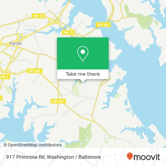 Mapa de 917 Primrose Rd, Annapolis, MD 21403