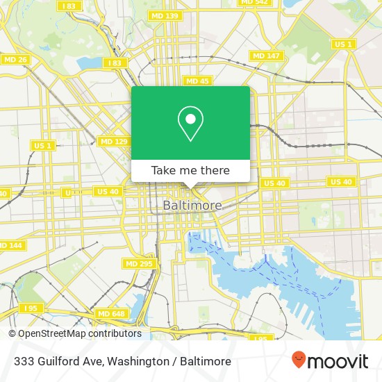 Mapa de 333 Guilford Ave, Baltimore, MD 21202