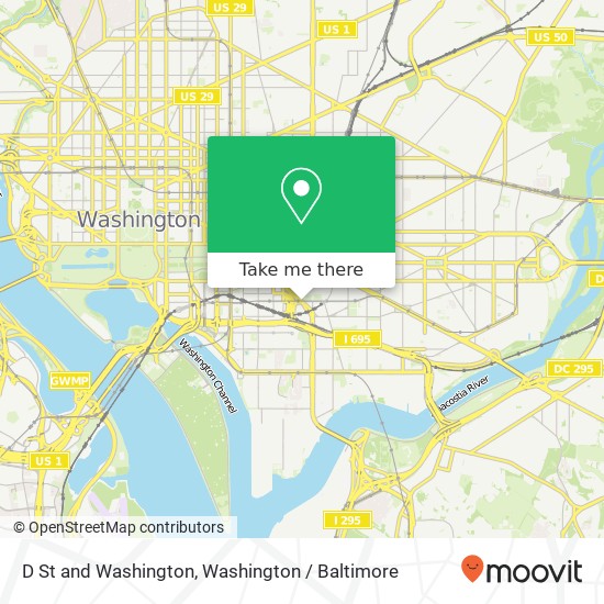 D St and Washington, Washington, DC 20024 map