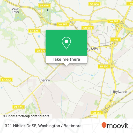 Mapa de 321 Niblick Dr SE, Vienna, VA 22180