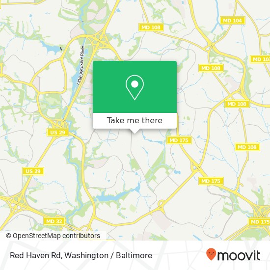 Mapa de Red Haven Rd, Columbia, MD 21045