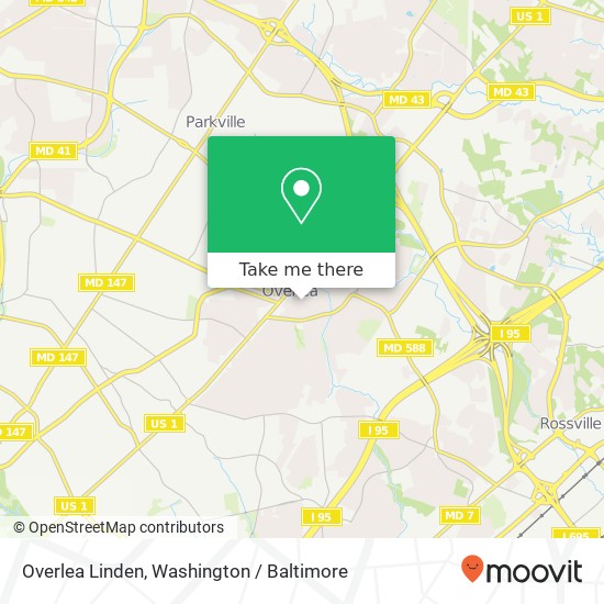 Mapa de Overlea Linden, Baltimore, MD 21206