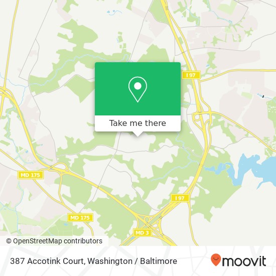 Mapa de 387 Accotink Court, 387 Accotink Ct, Millersville, MD 21108, USA