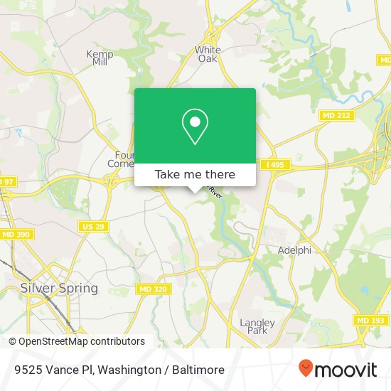 Mapa de 9525 Vance Pl, Silver Spring, MD 20901