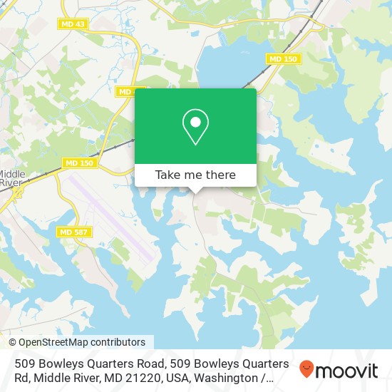 Mapa de 509 Bowleys Quarters Road, 509 Bowleys Quarters Rd, Middle River, MD 21220, USA