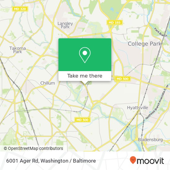 Mapa de 6001 Ager Rd, Hyattsville, MD 20782