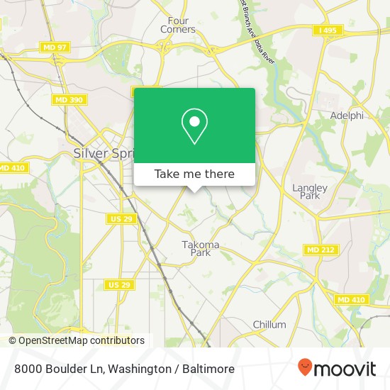 Mapa de 8000 Boulder Ln, Silver Spring, MD 20910