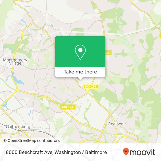 Mapa de 8000 Beechcraft Ave, Gaithersburg, MD 20879