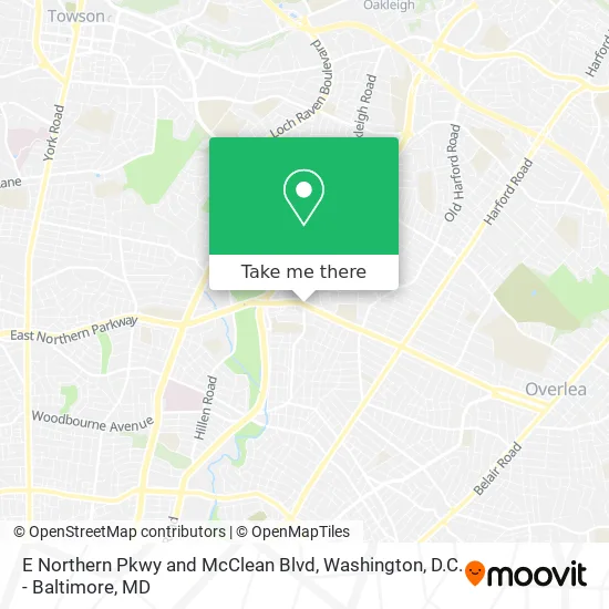 E Northern Pkwy and McClean Blvd map