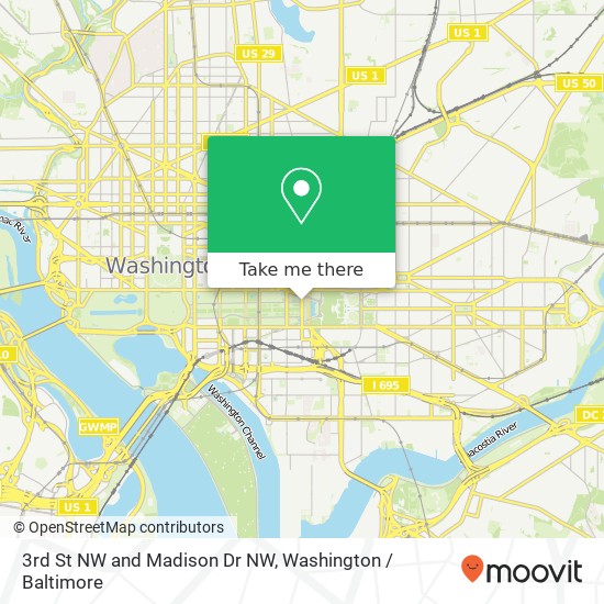Mapa de 3rd St NW and Madison Dr NW, Washington, DC 20004