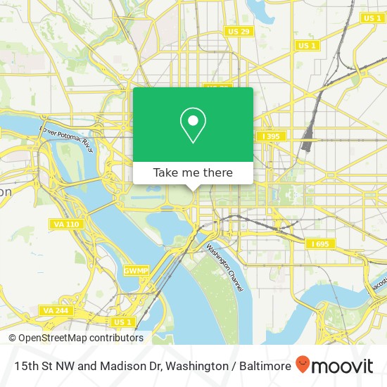 Mapa de 15th St NW and Madison Dr, Washington, DC 20004
