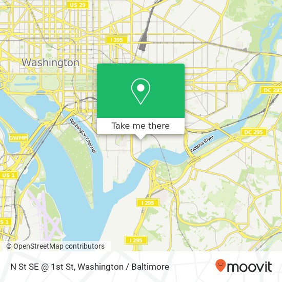 Mapa de N St SE @ 1st St, Washington Navy Yard, DC 20374