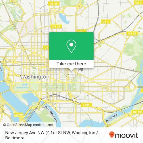 New Jersey Ave NW @ 1st St NW, Washington, DC 20001 map