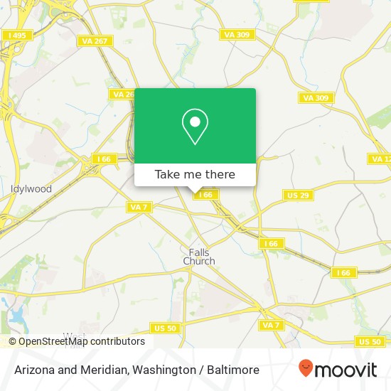 Mapa de Arizona and Meridian, Falls Church, VA 22046