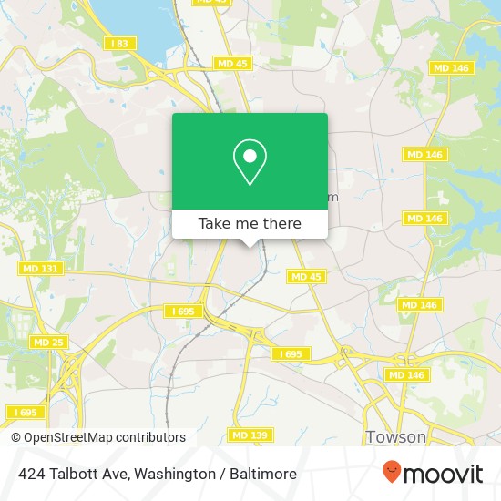 Mapa de 424 Talbott Ave, Lutherville Timonium, MD 21093
