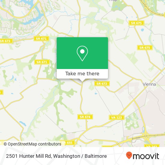 Mapa de 2501 Hunter Mill Rd, Oakton, VA 22124