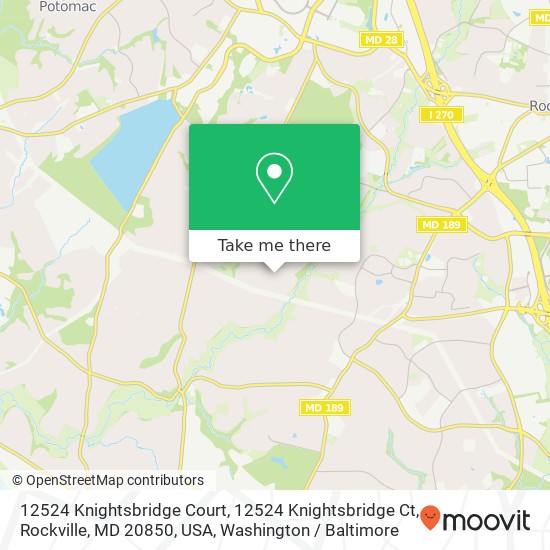 Mapa de 12524 Knightsbridge Court, 12524 Knightsbridge Ct, Rockville, MD 20850, USA