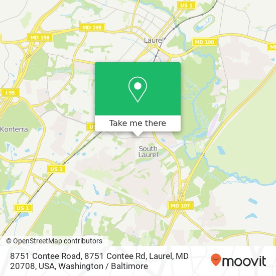 Mapa de 8751 Contee Road, 8751 Contee Rd, Laurel, MD 20708, USA