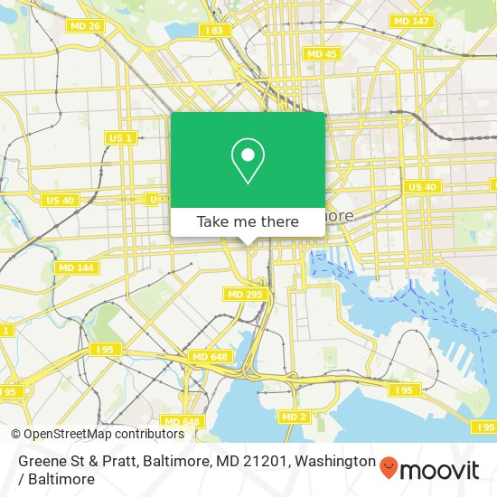Greene St & Pratt, Baltimore, MD 21201 map