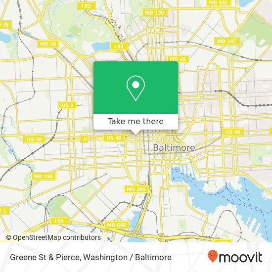 Mapa de Greene St & Pierce, Baltimore, MD 21201