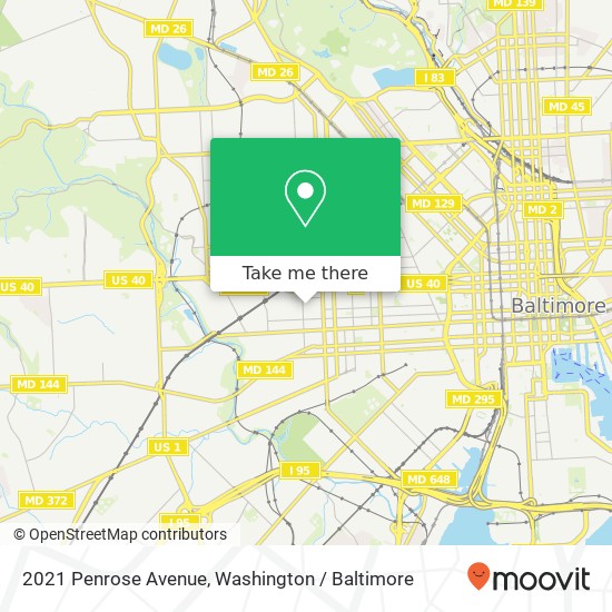 Mapa de 2021 Penrose Avenue, 2021 Penrose Ave, Baltimore, MD 21223, USA