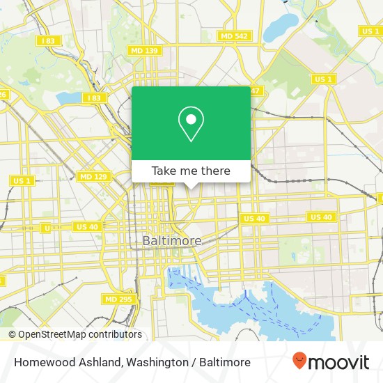 Mapa de Homewood Ashland, Baltimore, MD 21202