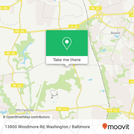 Mapa de 13800 Woodmore Rd, Bowie, MD 20721