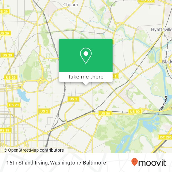 16th St and Irving, Washington, DC 20018 map