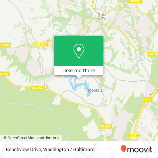 Mapa de Beachview Drive, Beachview Dr, Montclair, VA 22025, USA