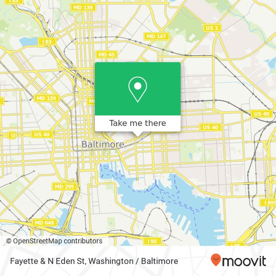 Mapa de Fayette & N Eden St, Baltimore, MD 21231