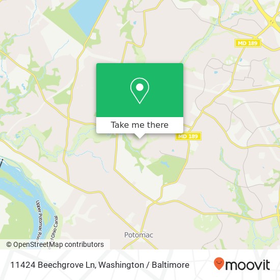 Mapa de 11424 Beechgrove Ln, Potomac, MD 20854
