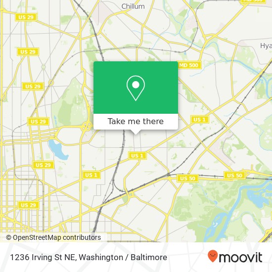 Mapa de 1236 Irving St NE, Washington, DC 20017