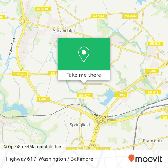 Mapa de Highway 617, Springfield, VA 22151