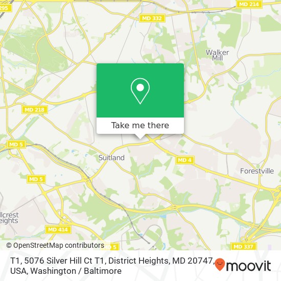 Mapa de T1, 5076 Silver Hill Ct T1, District Heights, MD 20747, USA