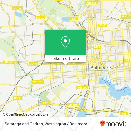 Saratoga and Carlton, Baltimore, MD 21223 map