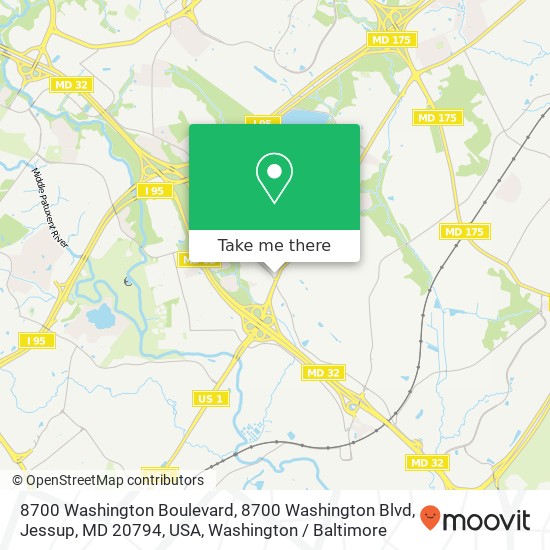 Mapa de 8700 Washington Boulevard, 8700 Washington Blvd, Jessup, MD 20794, USA