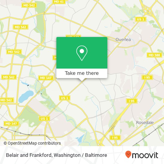 Mapa de Belair and Frankford, Baltimore, MD 21206