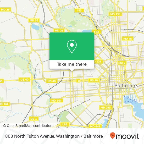 Mapa de 808 North Fulton Avenue, 808 N Fulton Ave, Baltimore, MD 21217, USA