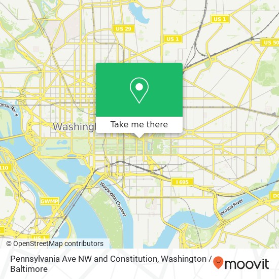 Mapa de Pennsylvania Ave NW and Constitution, Washington, DC 20004