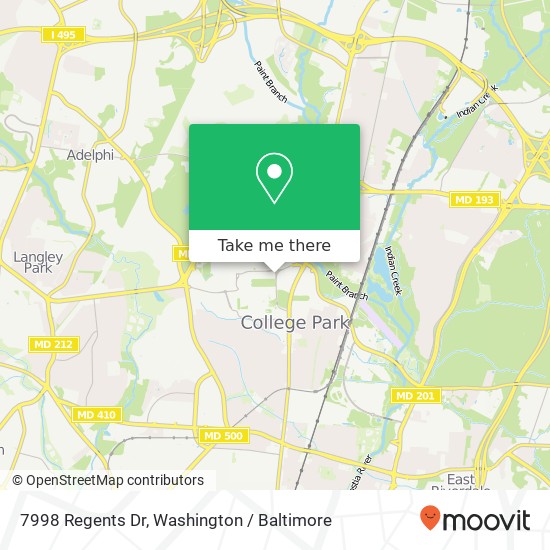 Mapa de 7998 Regents Dr, College Park, MD 20742