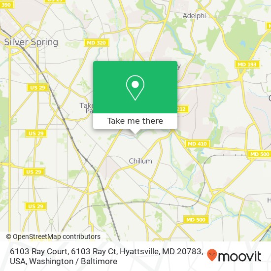 Mapa de 6103 Ray Court, 6103 Ray Ct, Hyattsville, MD 20783, USA