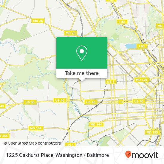 Mapa de 1225 Oakhurst Place, 1225 Oakhurst Pl, Baltimore, MD 21216, USA