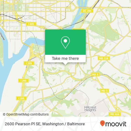 Mapa de 2600 Pearson Pl SE, Washington, DC 20020