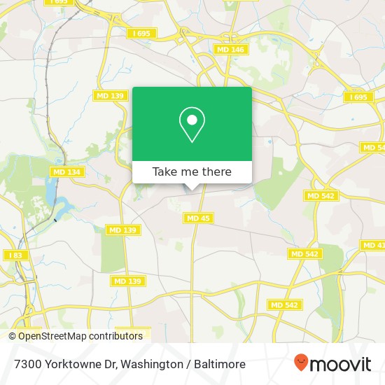 Mapa de 7300 Yorktowne Dr, Towson, MD 21204