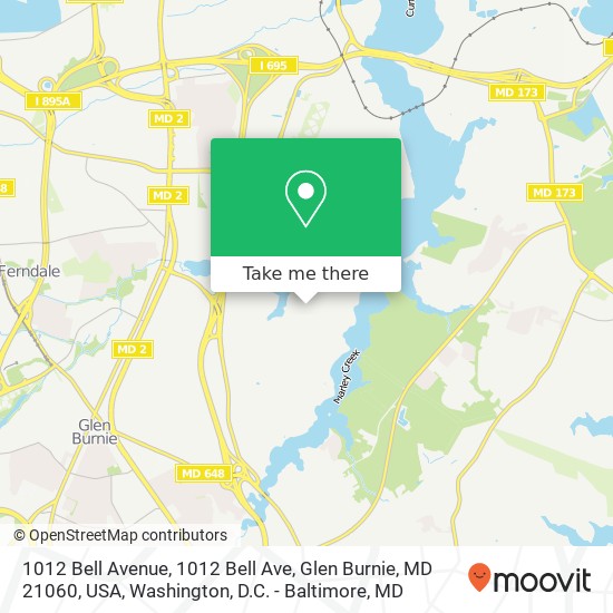 Mapa de 1012 Bell Avenue, 1012 Bell Ave, Glen Burnie, MD 21060, USA